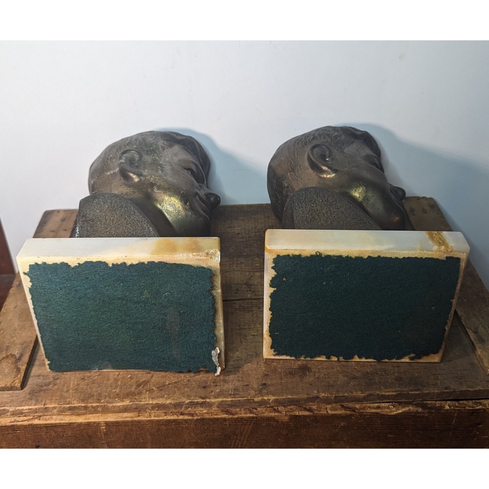 Paire of Vintage Bronze JFK Kennedy Bust Bookends on marble bases - Picture 6 of 6